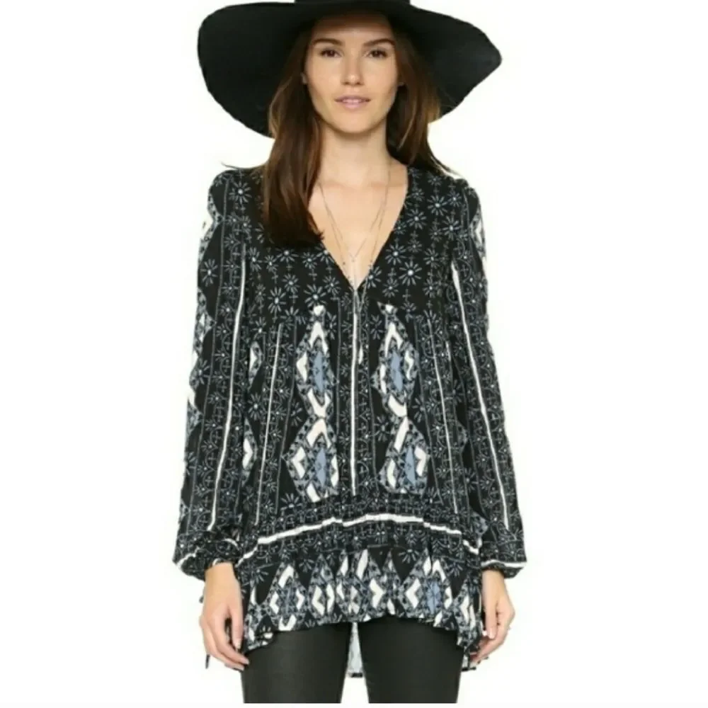 Free People Down By The Bay Tunic Bohemian Size XS